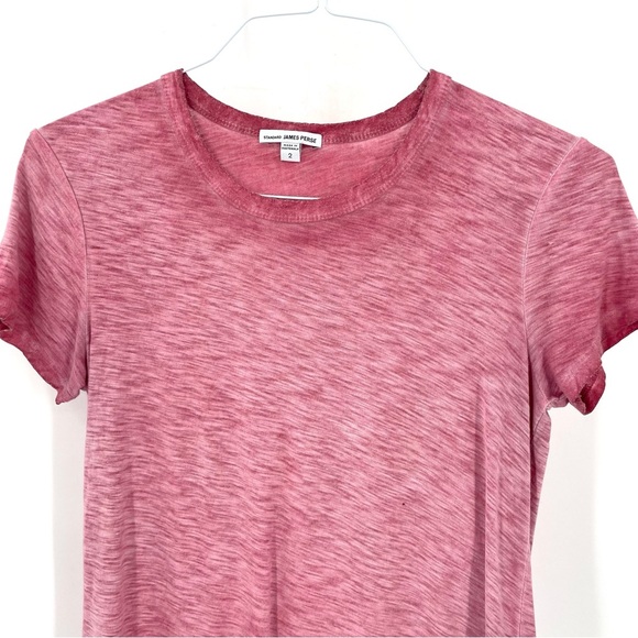 JAMES PERSE Pink Sun-Dyed Round Neck Short Sleeve Minimalist Luxury T-Shirt Top - Picture 3 of 7